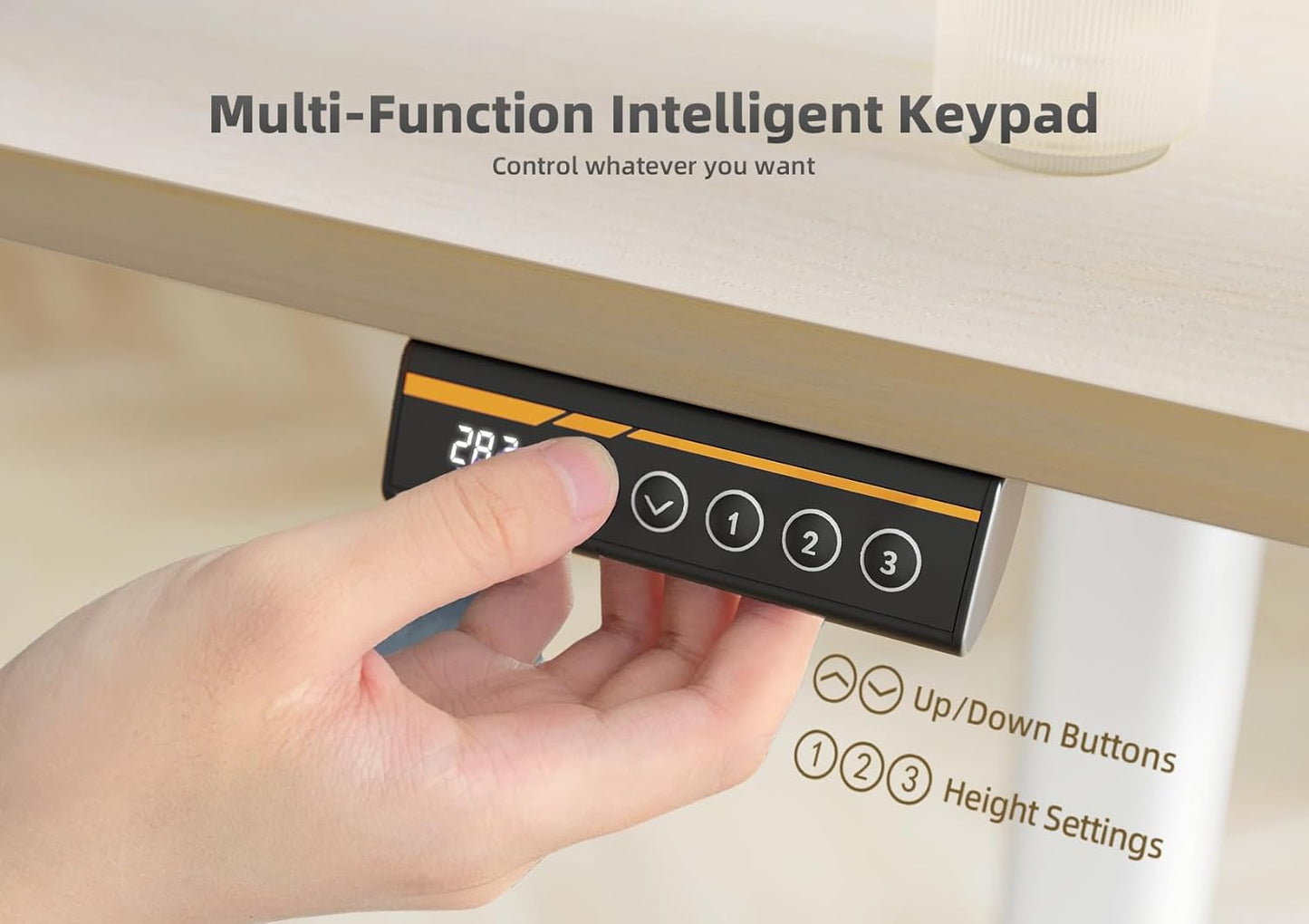 YDN Electric Standing Desk, 55x24 Inch Stand up Desk Adjustable Height, Sit Stand Home Office Desk with Splice Board, Natural