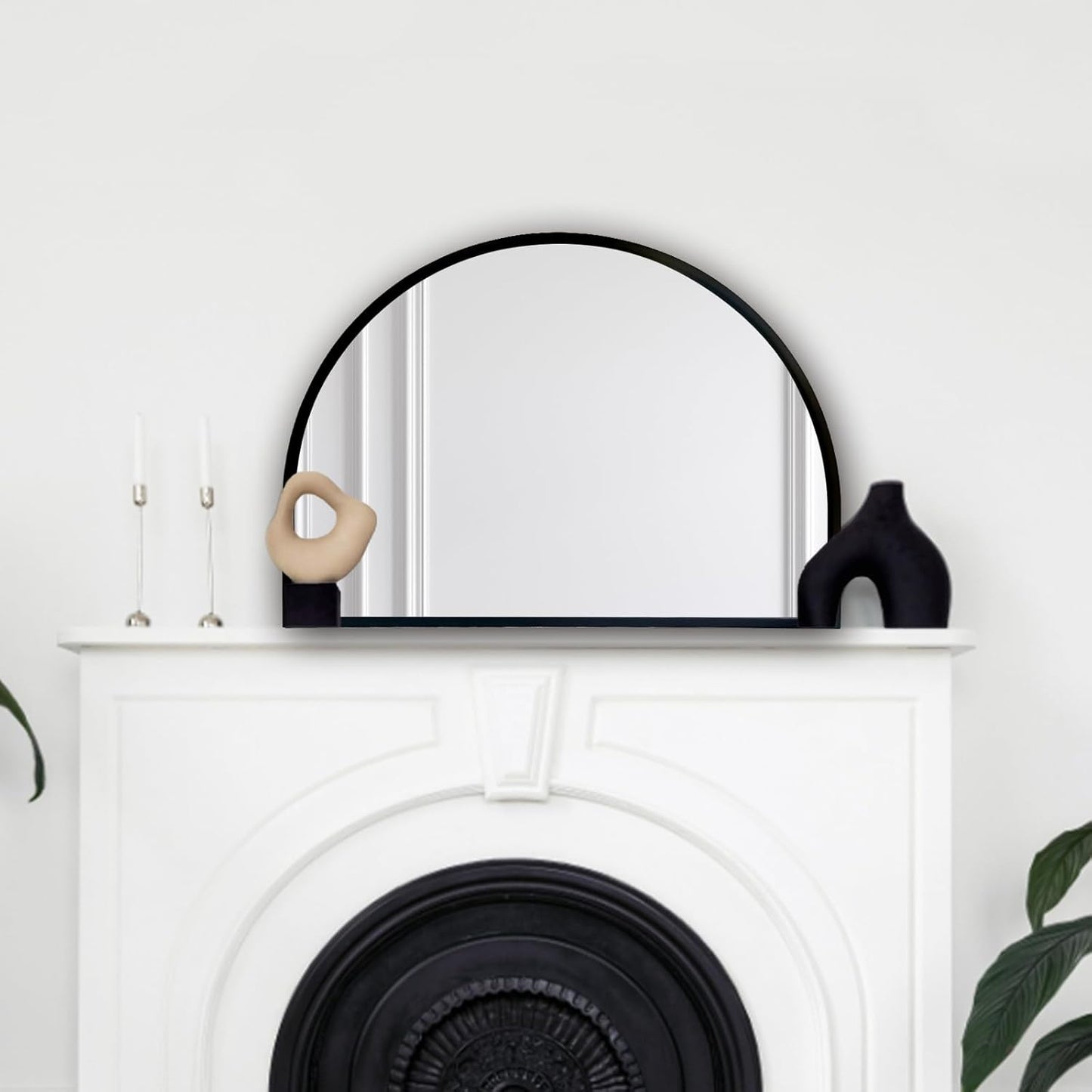 WAMIRRO Minimalist Black Arched Mirror,Window Pane Farmhouse Wall Mirrors Decor for Wall Mounted,28"X20"