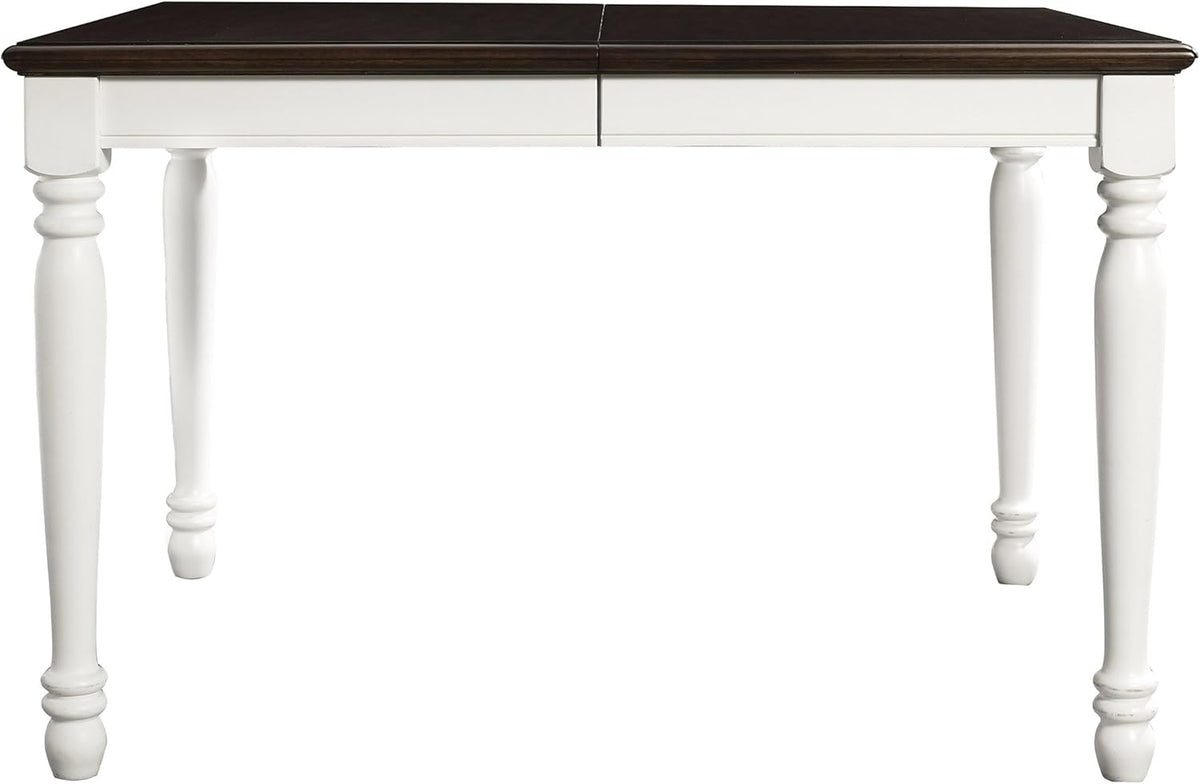 Crosley Furniture Shelby 6-Piece Traditional Dining Table Set for 7 with 4 Chairs and a Wood Bench, Distressed White