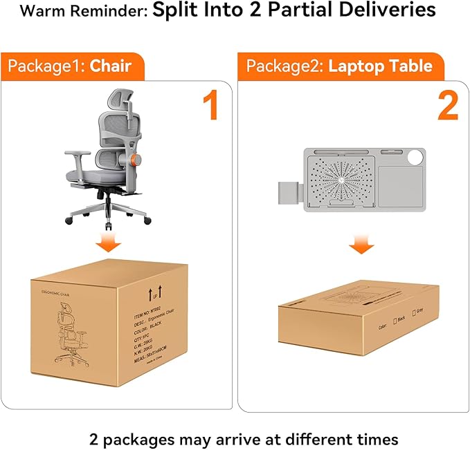 Newtral Office Chair Ergonomic - Home Office Desk Chair, Back Pain Chair with Auto-Following Lumbar Support, 4D Armrest, Seat Depth and Height Adjustable (Foot Rest + Laptop Tray, Gray)