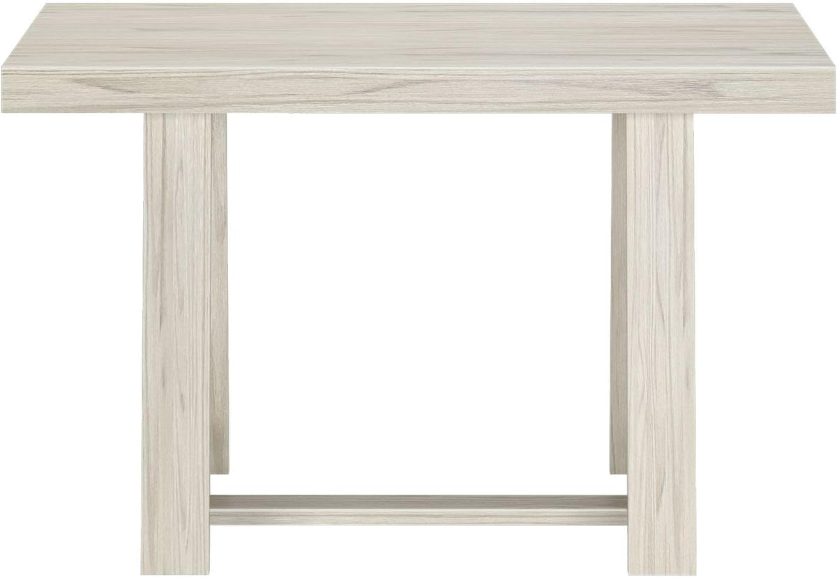Plank+Beam 48 Inch Farmhouse Dining Table, Rustic Solid Wood Kitchen Table, Dinner Table for Dining Room, Home Office Furniture, White Sand Wirebrush