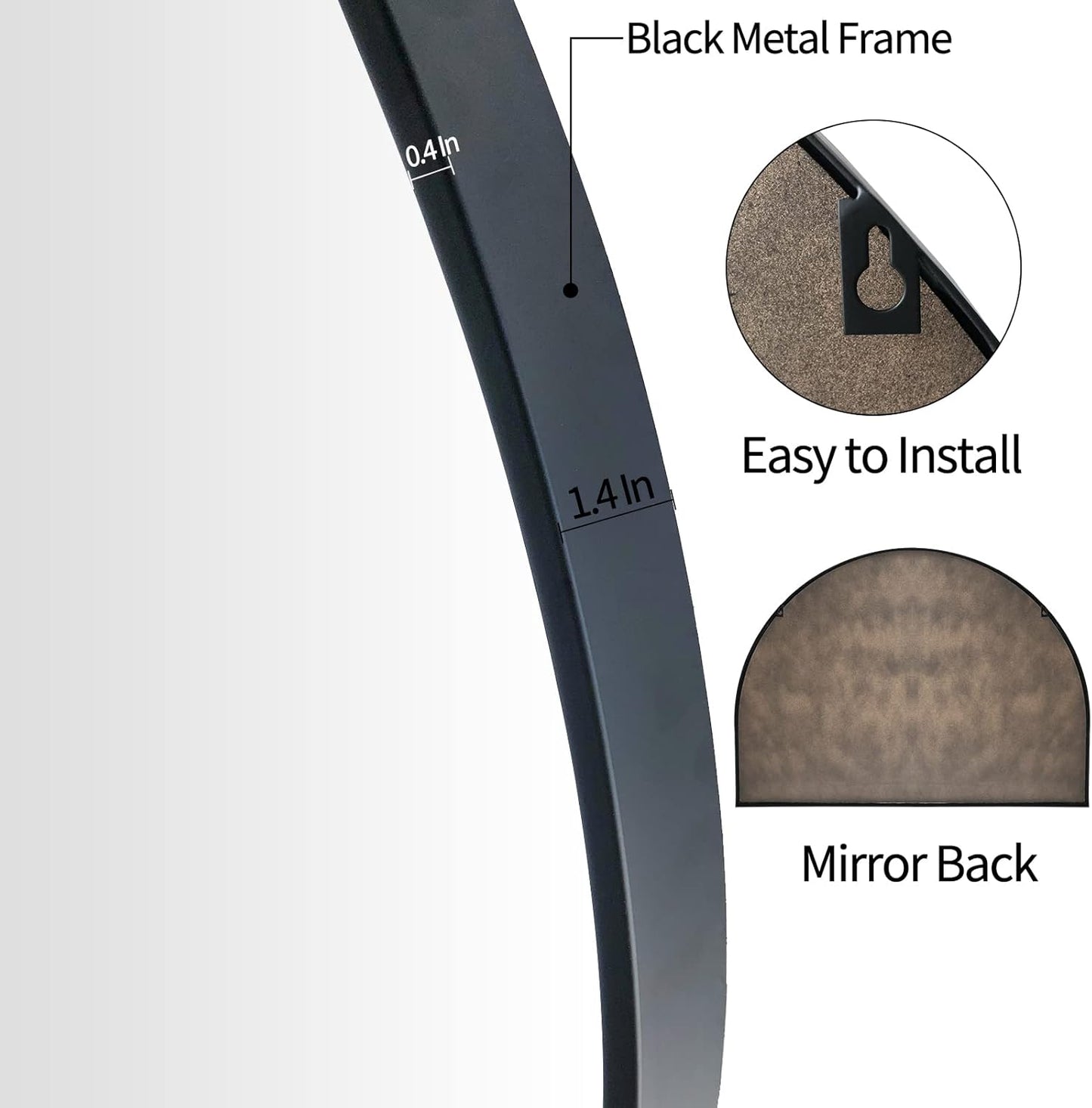WAMIRRO Big Black Arched Mirror,48"X36"Large Farmhouse Bathroom Mantel Oversized Black Horizontal Wide Mirrors for Entryway/Living Room/Fireplace