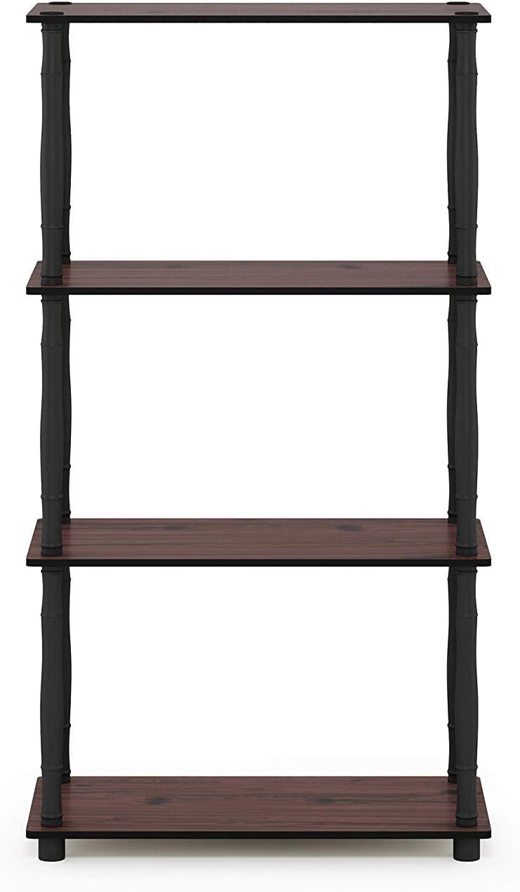 Furinno Turn-N-Tube 4-Tier Multipurpose Shelf Display Rack, Classic Tubes, Dark Cherry/Black