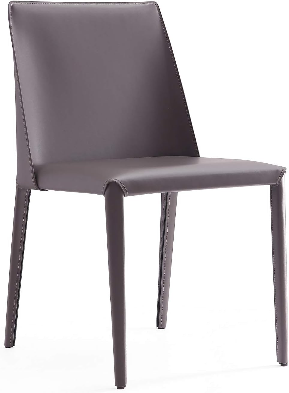 Manhattan Comfort Paris 8-Piece Leather Dining Chair and Armchair Set, Upholstered in Luxurious Saddle Material, Metal Frame, Ideal for Industrial and Coastal Homes, No Assembly, Grey