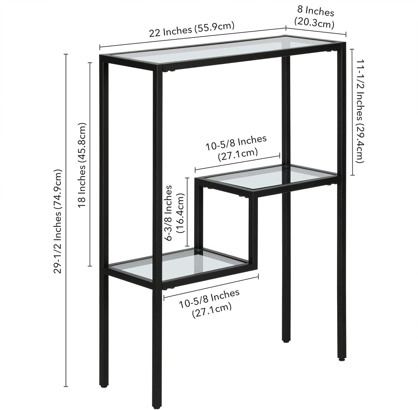 Henn&Hart 22" Wide Rectangular Console Table in Blackened Bronze, Entryway Table, Accent Table for Living Room, Hallway