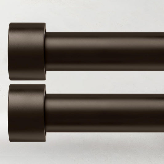 2 Pack Curtain Rods for Windows 28 to 48 Inch(2.3-4ft), 1 Inch Bronze Curtain Rods Set, Adjustable Heavy Duty Curtain Rod for Patio Bedroom Living Room, Modern Drapery Rods, Size 32"- 60"