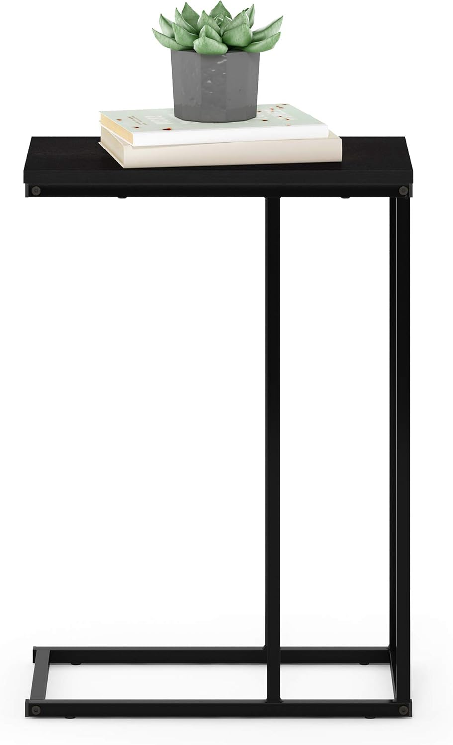 Furinno Camnus Modern Living C Shaped Sofa Side Table, 9.8 in x 17.9 in x 25 in, Americano