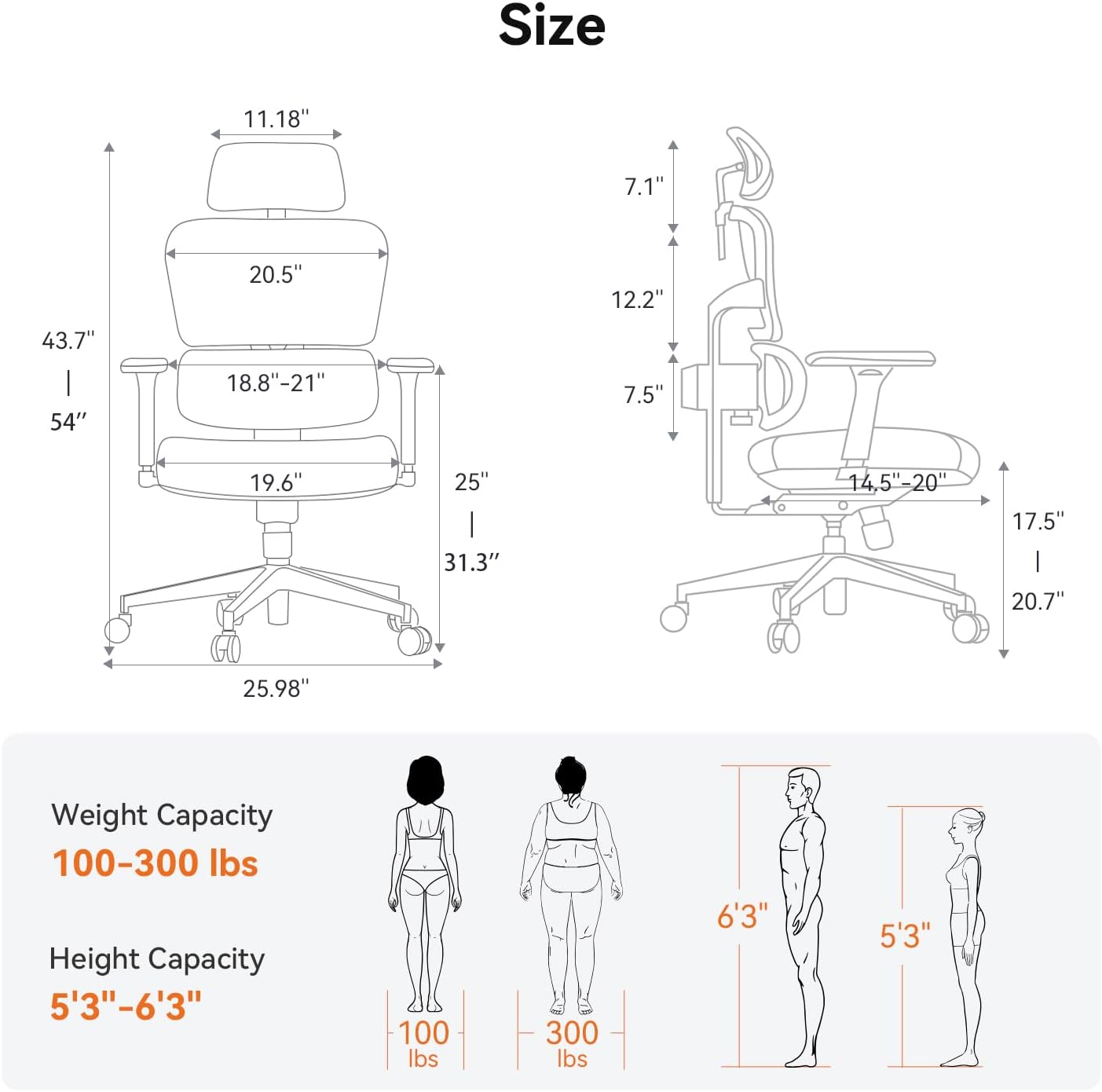 Newtral Office Chair Ergonomic - Home Office Desk Chair, Auto-Following Lumbar Support, 4D Armrest, Seat Depth and Height Adjustable for Long Time Sitting (Without Footrest, Black)