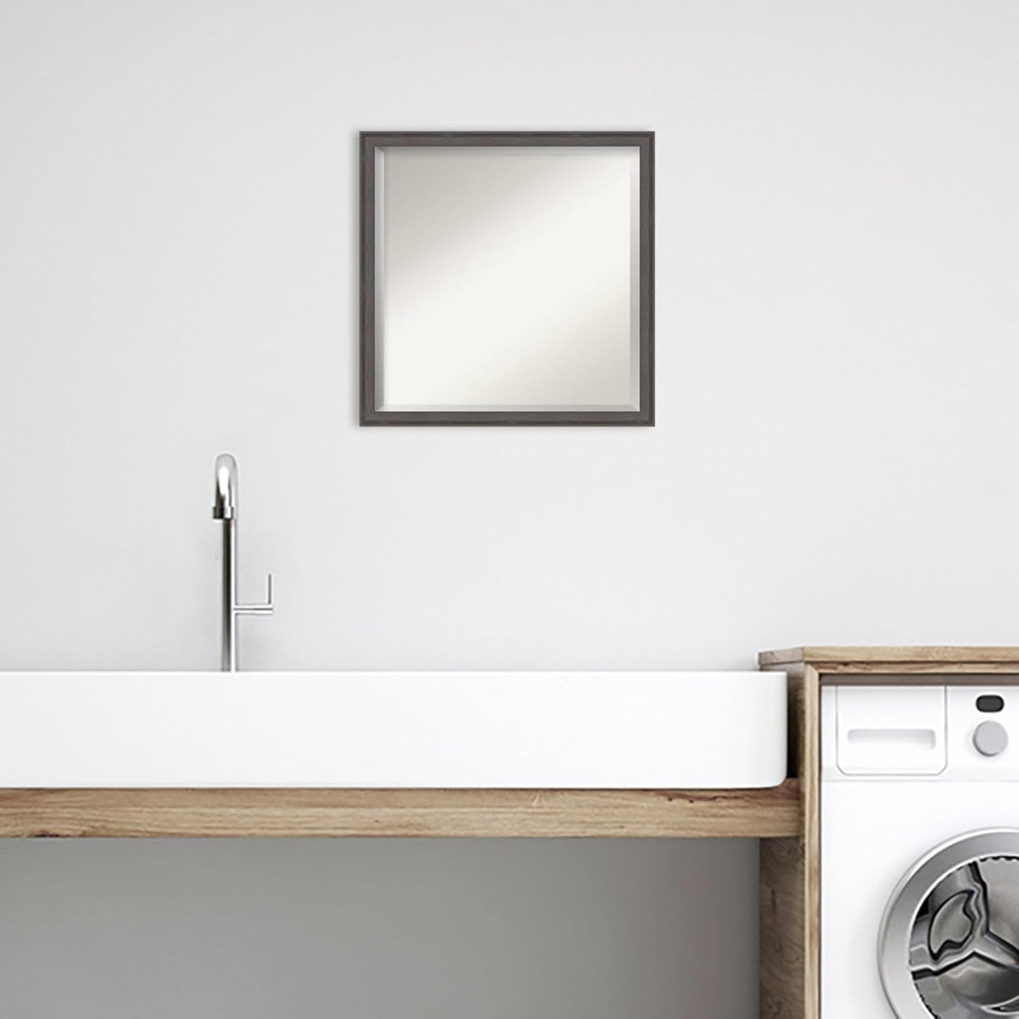 Amanti Art Silver Bathroom Mirror for Over Sink, 22x22 Florence Pewter Square Vanity Mirror, Medium Casual Frame, Hangs Horizonally and Vertically, Bathroom Wall Decor, Beveled Edge from WI, USA