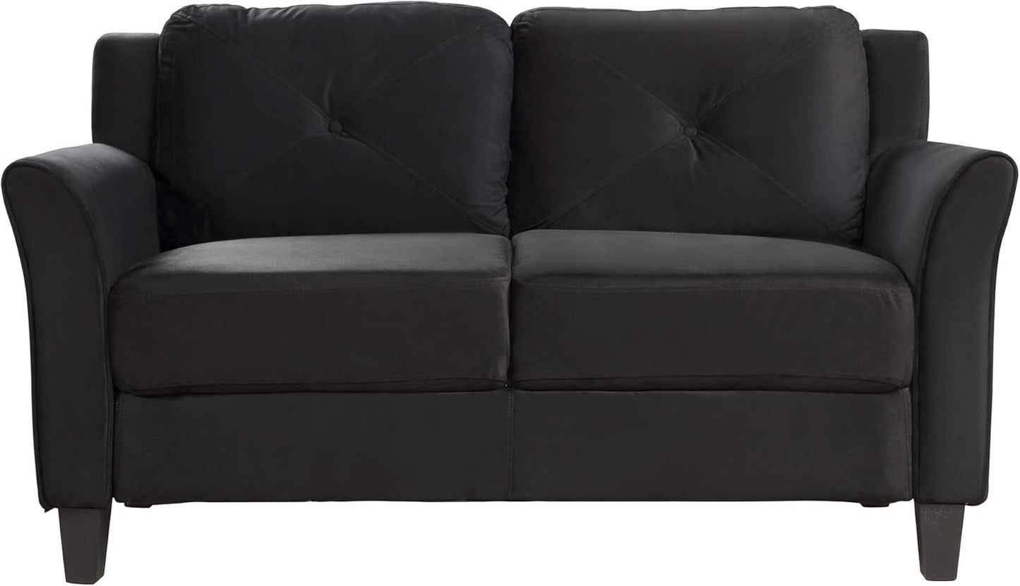3 Pieses Modern Living Room Sofa Sets Polyester Blend Button Tufted Sofa&Couch Include 3Seaters Couch, Loveseat and Armchair with Ergonomically Curved Armrests for Home Apartment Office