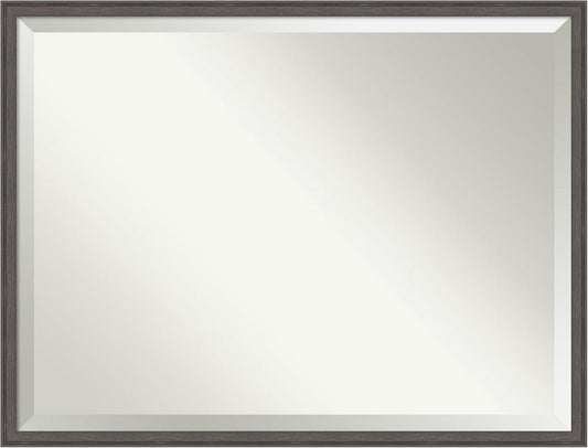 Amanti Art Silver Bathroom Mirror for Over Sink, 32x42 Florence Pewter Rectangle Vanity Mirror, X-Large Casual Frame, Hangs Horizonally and Vertically, Bathroom Wall Decor, Beveled Edge from WI, USA