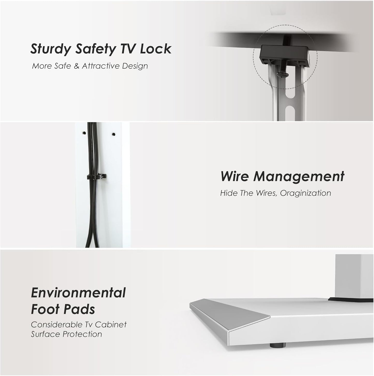 FITUEYES Iron Base Floor TV Stand with Power Strip, Tall TV Stand with Swivel Mount for 50-85 Inch Plasma Flat Panel or Curved Screen TVs Height Adjustable Wire Management MAX VESA 800x400 mm