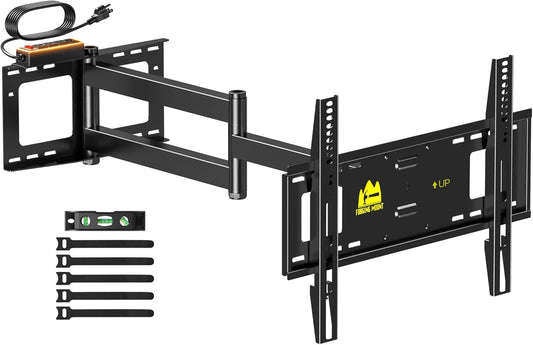 FORGING MOUNT 42 inch Long Arm TV Wall Mount with Power Strip, Full Motion Long Extension Articulating Corner TV Mount for 37 to 80 Inch Flat/Curve TVs, MAX VESA 600x400mm, Holds up to 110 lbs