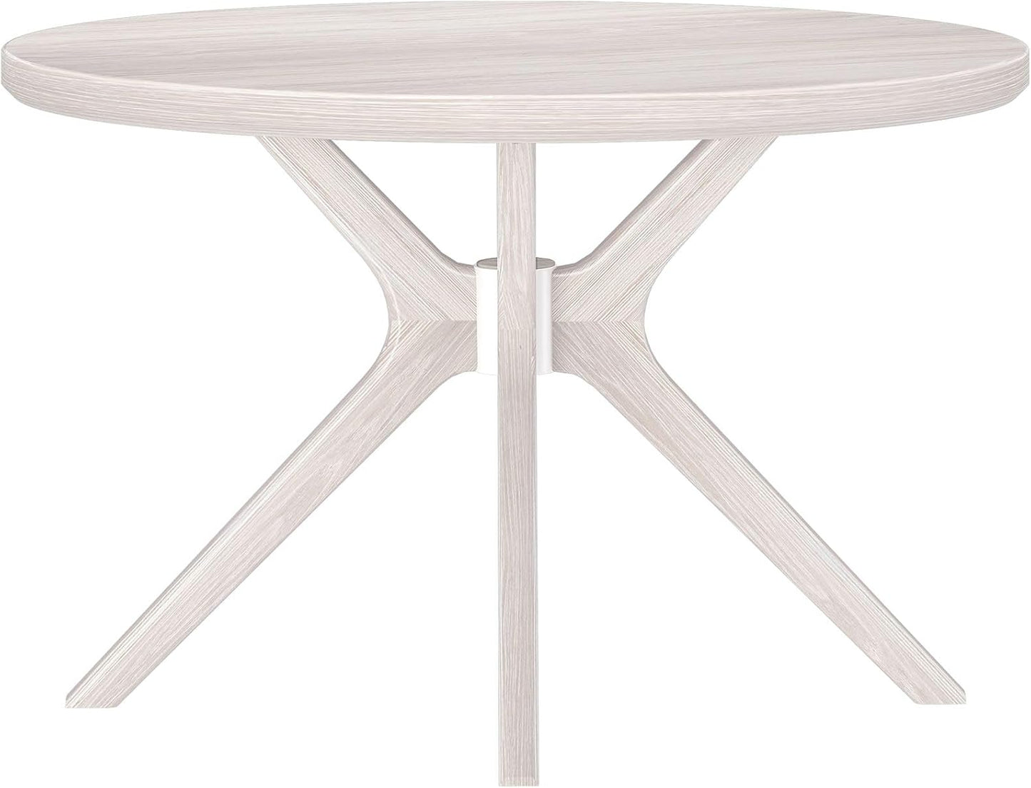 Plank+Beam Verso Round Dining Table, 47 Inch Solid Wood Kitchen & Dining Room Table, Minimalist Table for Dining Room, Kitchen Dinner Table, Coastal White