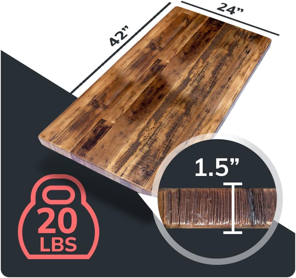 Reclaimed Wood Table Top - Rustic Recycled Wooden Piece Perfect for Kitchens, Dining and Coffee Table Tops (Reclaimed Wood Table Top - Economy, 24" x 42")
