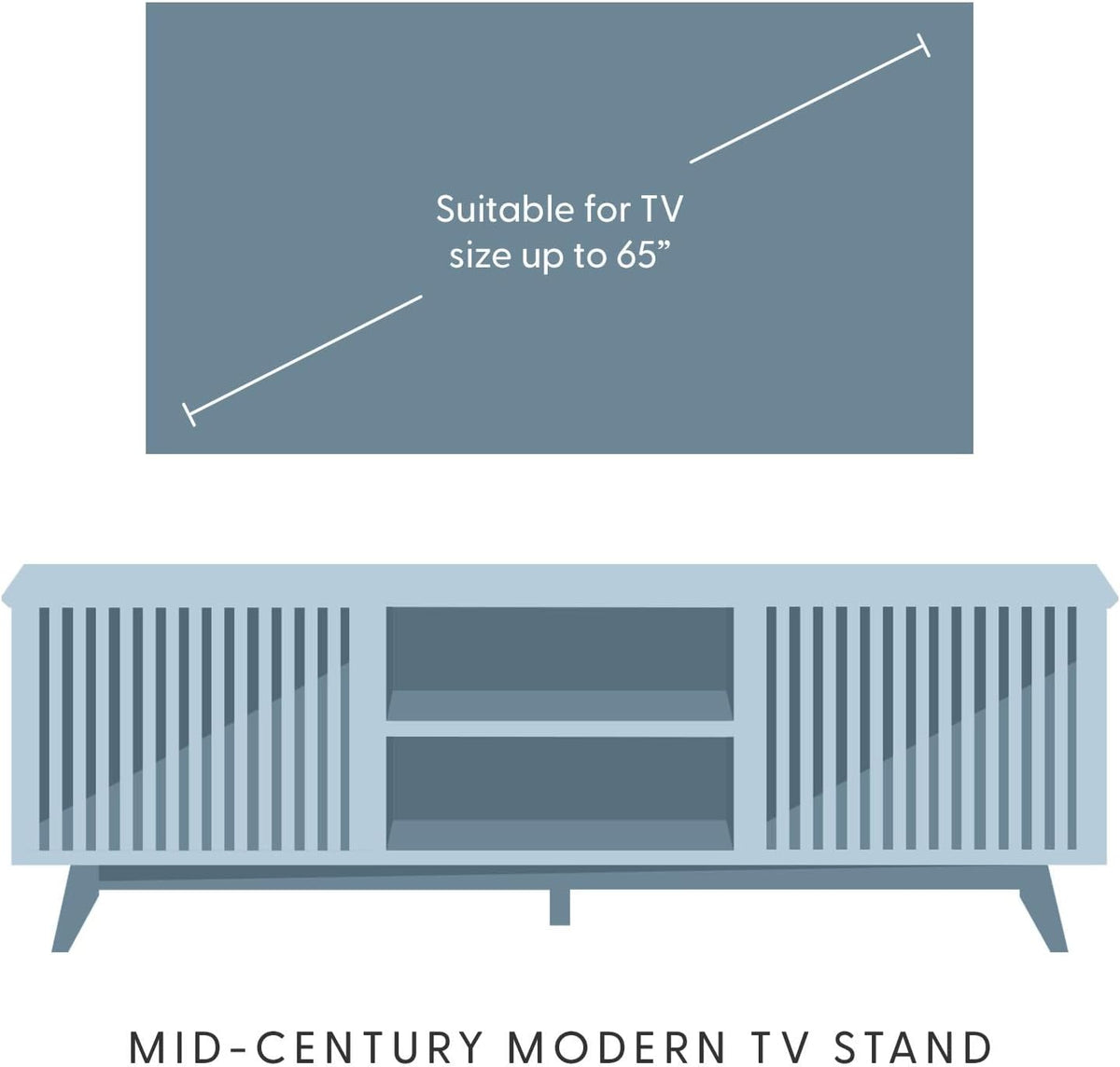 Plank+Beam Mid-Century Modern Wood TV Stand, Solid Wood Entertainment Console with Storage, 59" L x 16" W x 19" H, Black