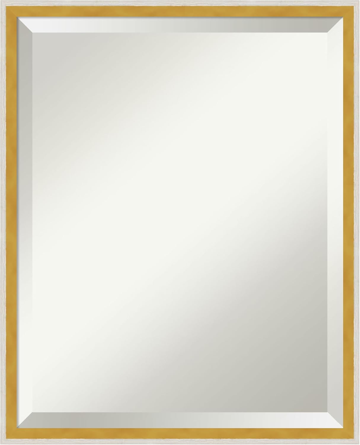 Amanti Art White Bathroom Mirror for Over Sink, 21x17 Paige White Gold Rectangle Vanity Mirror, Small Modern Contemporary Wood Frame, Hangs Horizonally and Vertically, Bathroom Wall Decor, Beveled