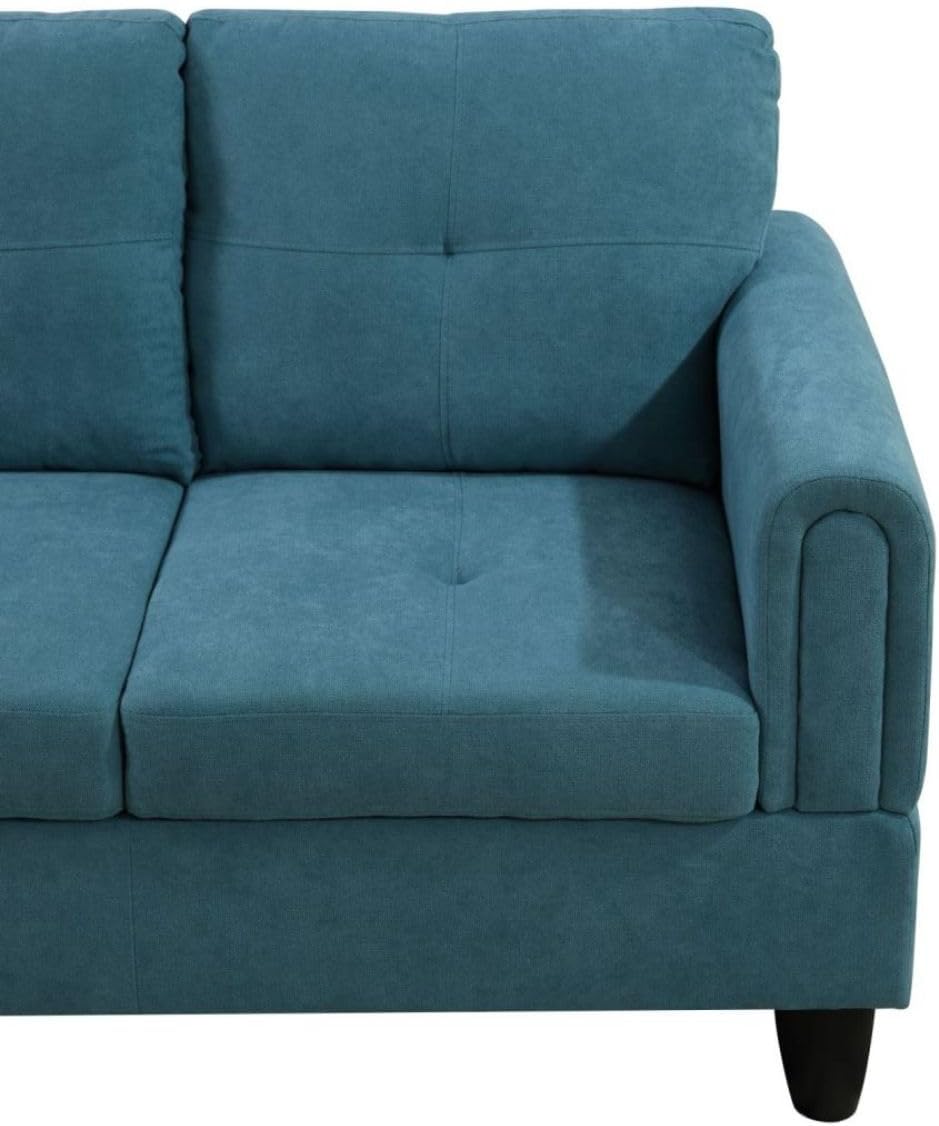 Green L-Shaped 3-Piece Flannel Sofa with Storage Ottoman Set, Sectional Couch Sofa Set for Living Room, Office, Small Space