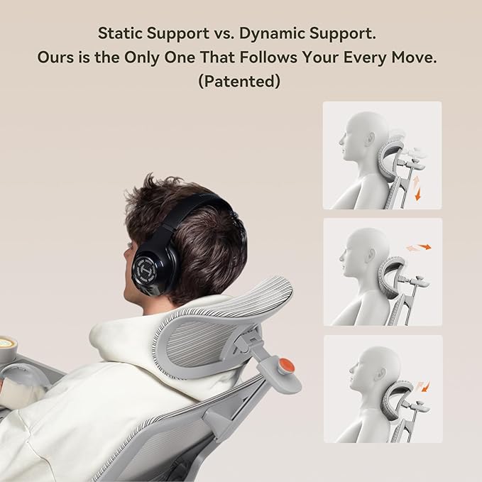 Newtral Ergonomic Office Chair-Home Office Desk Chair with Footrest, Auto-Following Backrest & Headrest, 4D Armrests, 96°-136° Recline (Gray, with Laptop Table)