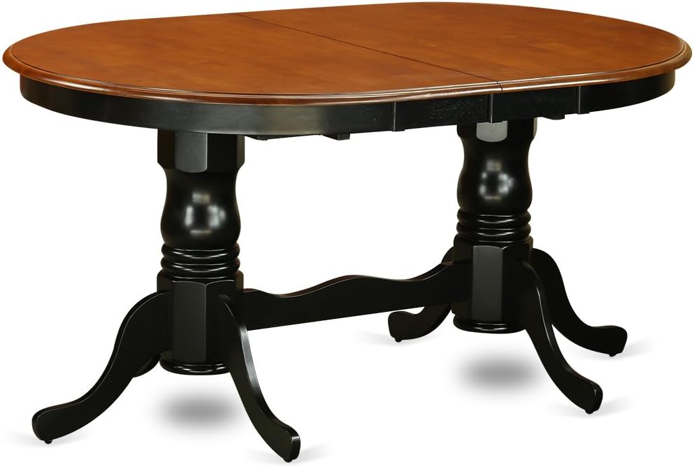 East West Furniture PLPF9-BCH-C 9 Piece Kitchen Table & Chairs Set Includes an Oval Dining Room Table with Butterfly Leaf and 8 Linen Fabric Upholstered Chairs, 42x78 Inch, Black & Cherry