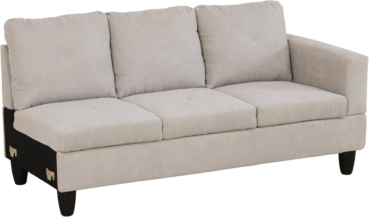 NicBex Sectional Couch 3 Pieces Sofa Set with Right Chaise Flannel L Shaped Cloud Couch for Living Room Furniture Sets with Storage Ottoman, Modular Sofa for Living Room & Apartment, Off-White