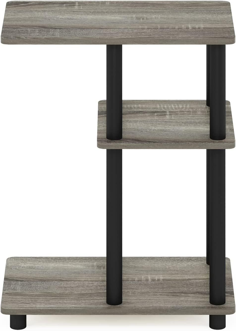 Furinno Turn-N-Tube C-Shape Sofa Side Table, French Oak/Black