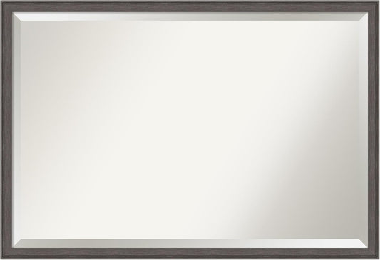 Amanti Art Silver Bathroom Mirror for Over Sink, 26x38 Florence Pewter Rectangle Vanity Mirror, Large Casual Frame, Hangs Horizonally and Vertically, Bathroom Wall Decor, Beveled Edge from WI, USA