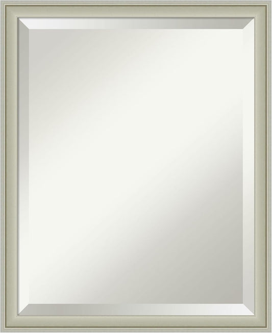 Amanti Art Silver Bathroom Mirror for Over Sink, 22x18 Florence Silver Rectangle Vanity Mirror, Small Casual Frame, Hangs Horizonally and Vertically, Bathroom Wall Decor, Beveled Edge from WI, USA