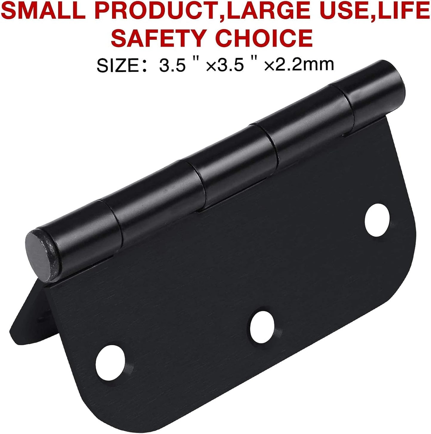42 Pack Matte Black Door Hinges 3.5 Inch 5/8" Radius, Interior 3 1/2" Bi-fold Table Closet Rounded Hinge for Doors,Furniture,Farm,Book Shelf,Gate,Bed Room,Entryway,Patio,Playhouse,Kit