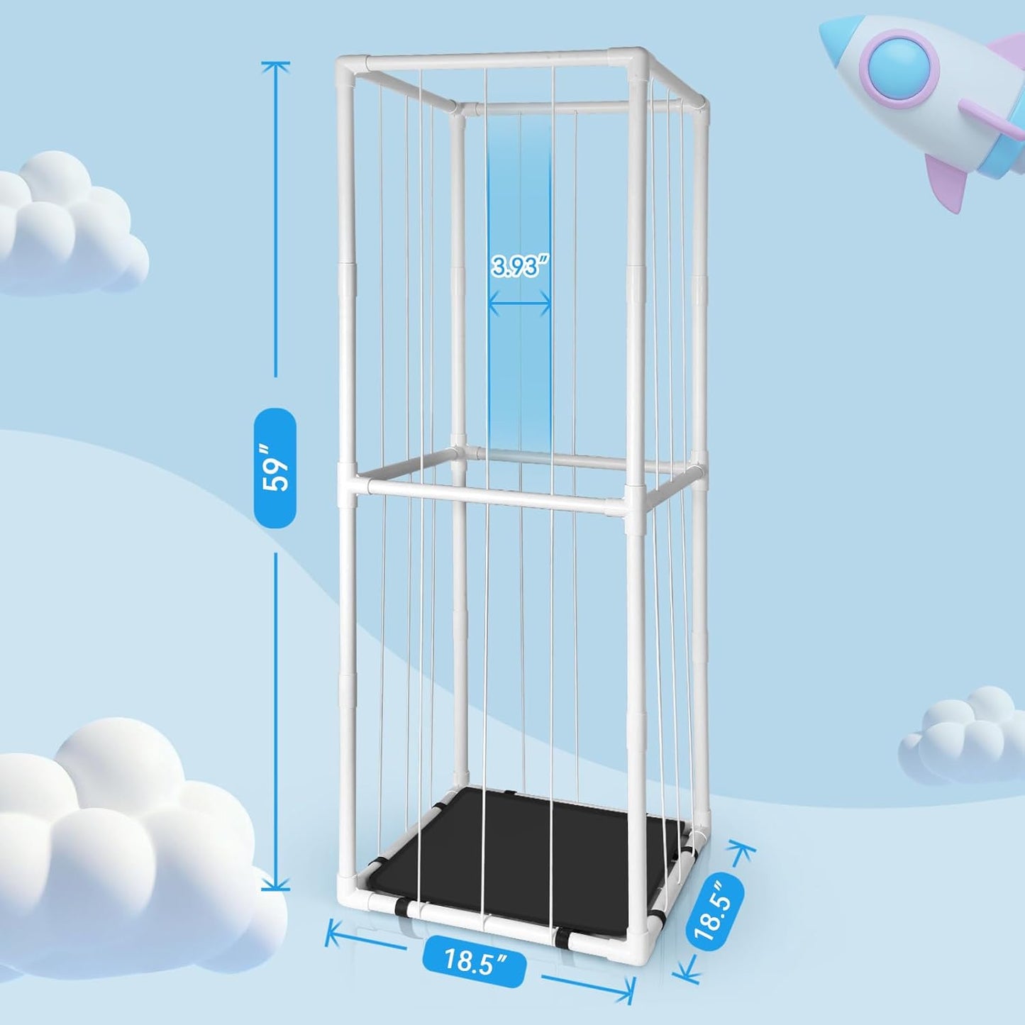 Stuffed Animal Zoo Storage - Tall PVC Material Toy Organizer with Elastic Cords & Shelf, Space-Saving Plushie Playhouse for Nursery, Playroom, Kids Bedroom - Easy Assembly