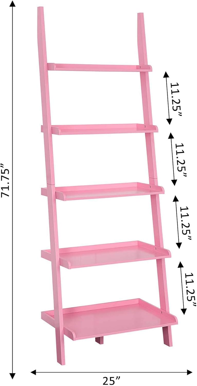 Convenience Concepts American Heritage Bookshelf Ladder, Light Pink