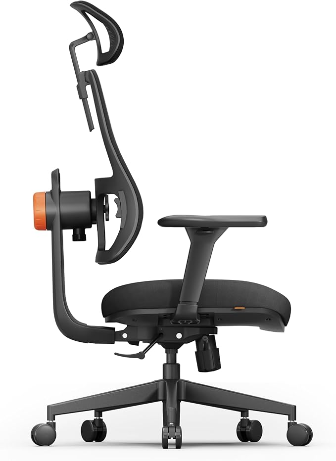 Newtral Ergonomic Home Office Chair, High Back Desk Chair with Unique Adaptive Lumbar Support, Adjustable Headrest, Seat Depth Adjustment, 96°-126° Tilt Function, Adjustable Armrest Recliner