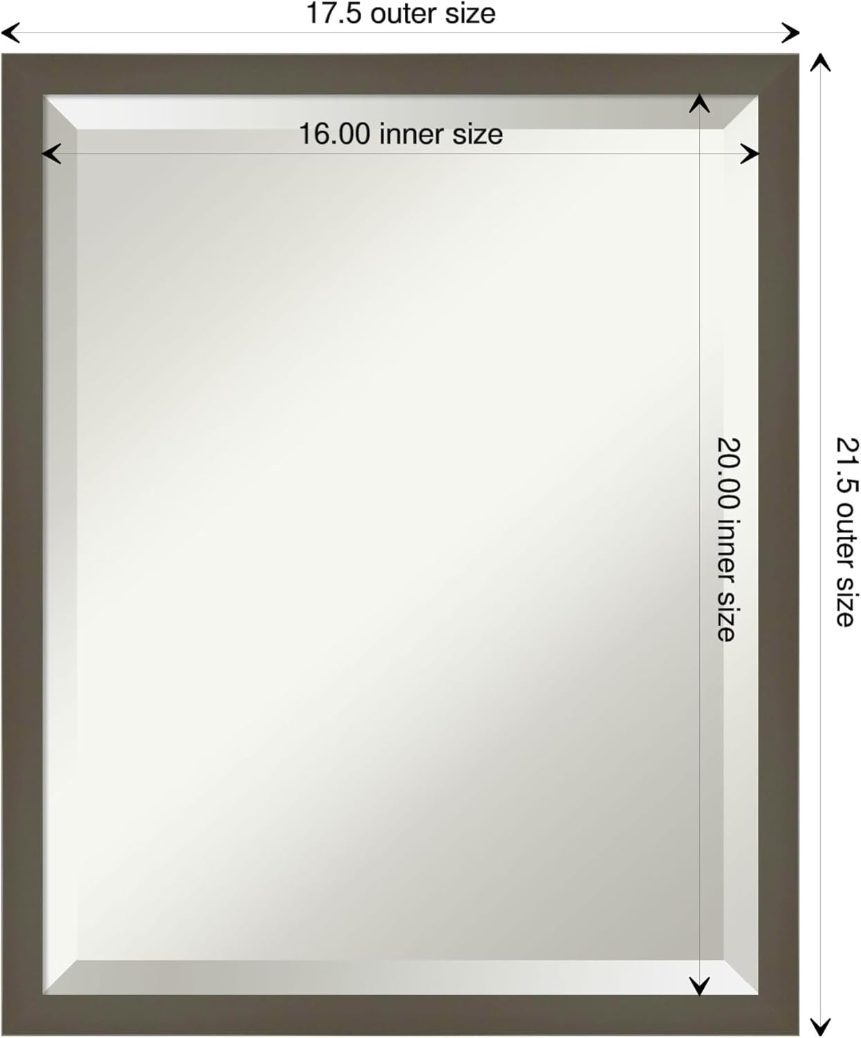 Amanti Art Grey Wall Mirror 21x17 Svelte Clay Grey Rectangle Bathroom Mirror for Wall Decor Living Room, Small Modern Wood Frame, Hangs Horizonally and Vertically, Bathroom Decor, Beveled Edge