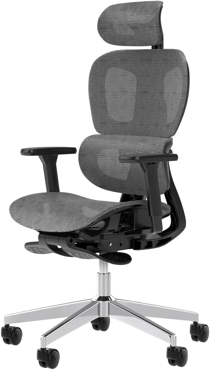 PatioMage Ergonomic Office Chair, Big and Tall Desk Chair with Adjustable Lumbar Support & Seat Depth, High Back Computer Chair, Swivel Mesh Chairs with Wheels for Home Office, Darkgrey