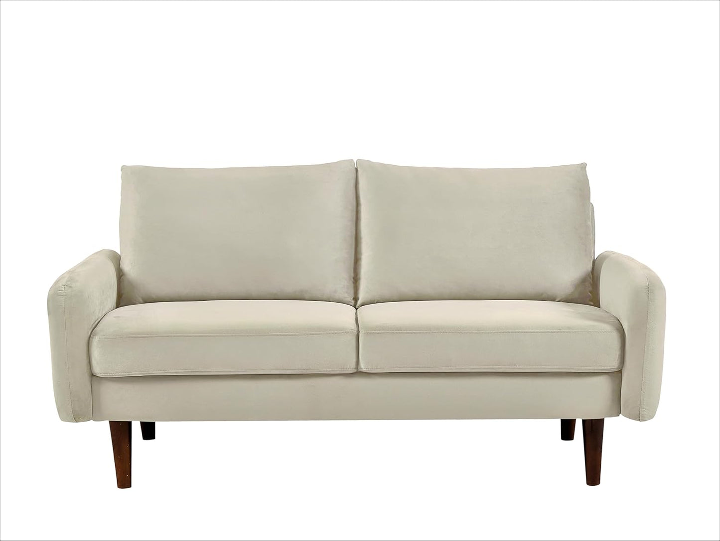 Container Furniture Direct Kent Velvet Loveseat Sofa for Modern Living Rooms and Compact Spaces, Comfy 2 Seater Couch Studio Apartment Furniture with Sleek Design, Ivory