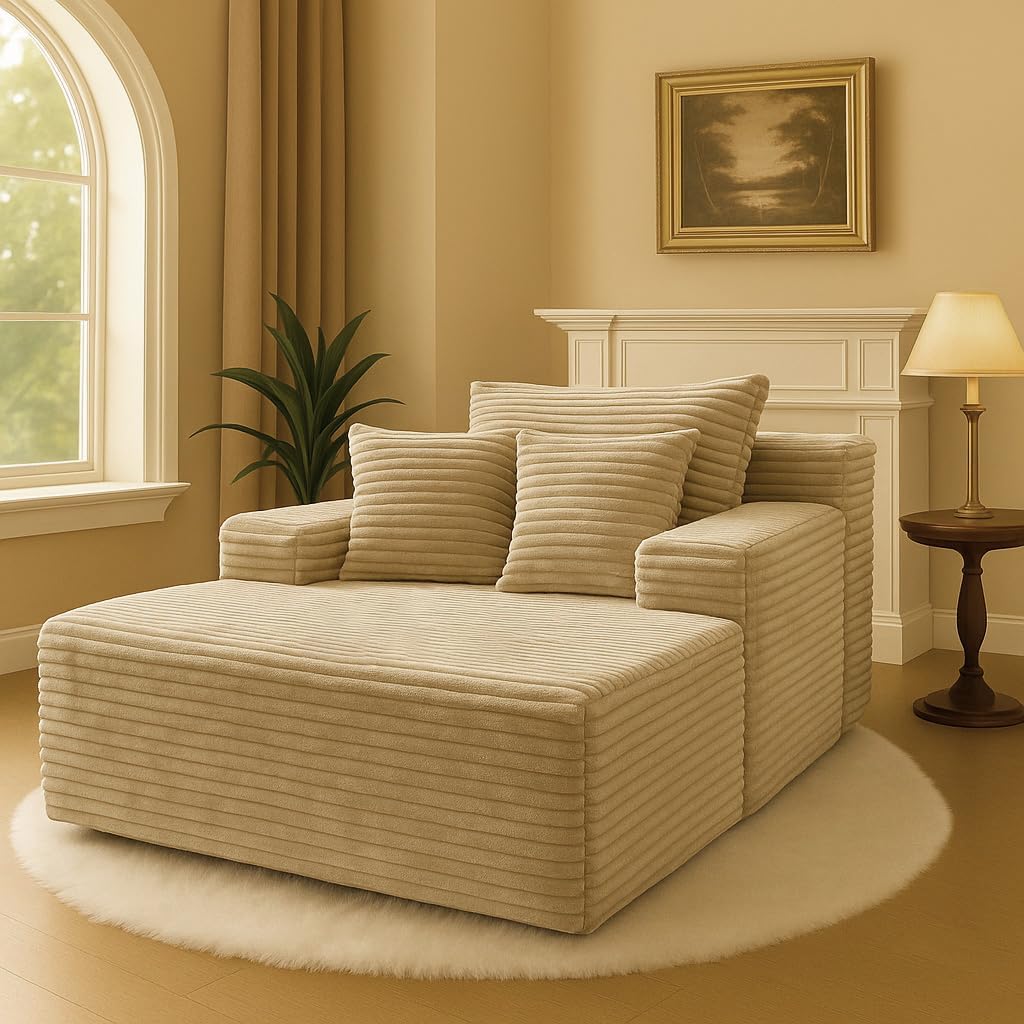 COMHOMA 105”Modular Sectional Sofa with Deep Seat,Cloud Upholstered L-Shape Couch Wide Arms Corduroy Fabric High-Density Foam Chaise Lounge for Living Room No Assembly Required