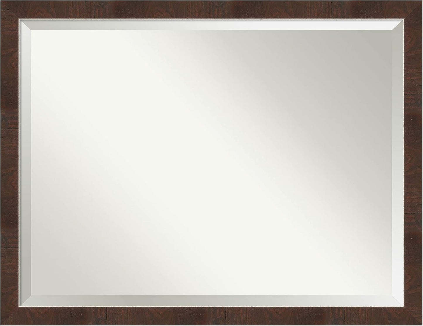 Amanti Art Brown Bathroom Mirror for Over Sink, 33x43 Wildwood Brown Narrow Rectangle Vanity Mirror, X-Large Rustic Farmhouse Frame, Hangs Horizonally and Vertically, Bathroom Wall Decor, Beveled Edge