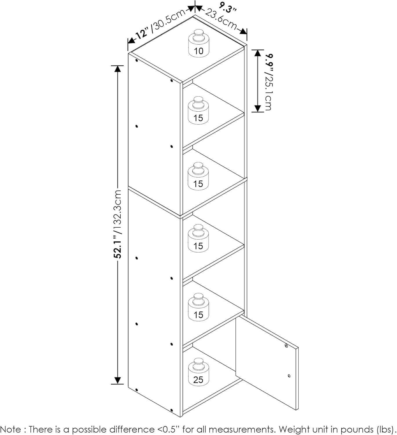 Furinno Luder Shelf Bookcase with 1 Door Storage Cabinet, Blackwood