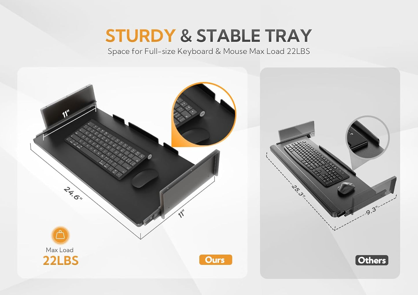 YDN Standing Desk with Keyboard Tray, 48 Inch Height Adjustable Desk with Cable Management, Black Stand Up Desks for Home and Office, 48inch Black