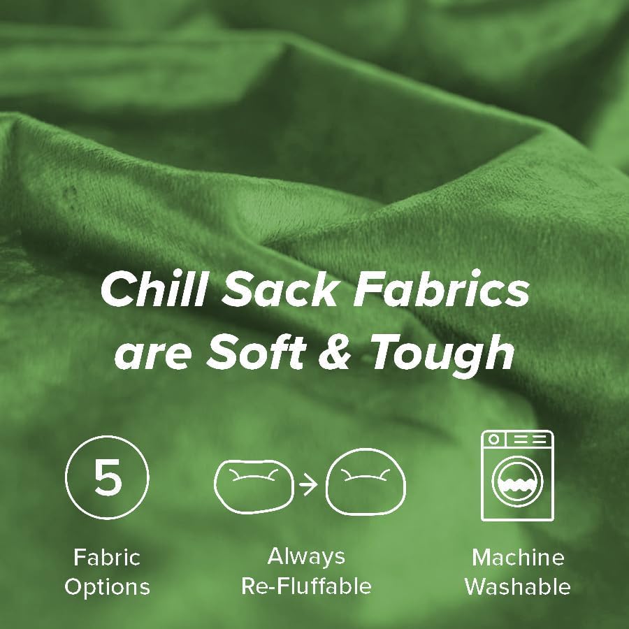 Chill Sack Bean Bag Chair - 5' Giant Memory Foam Lounge Chair with Soft Microfiber Cover – Cozy Furniture for Living Room, Dorm, & Kids' Rooms – Comfortable 5 Ft, Microsuede Lounge Sofa, Lime