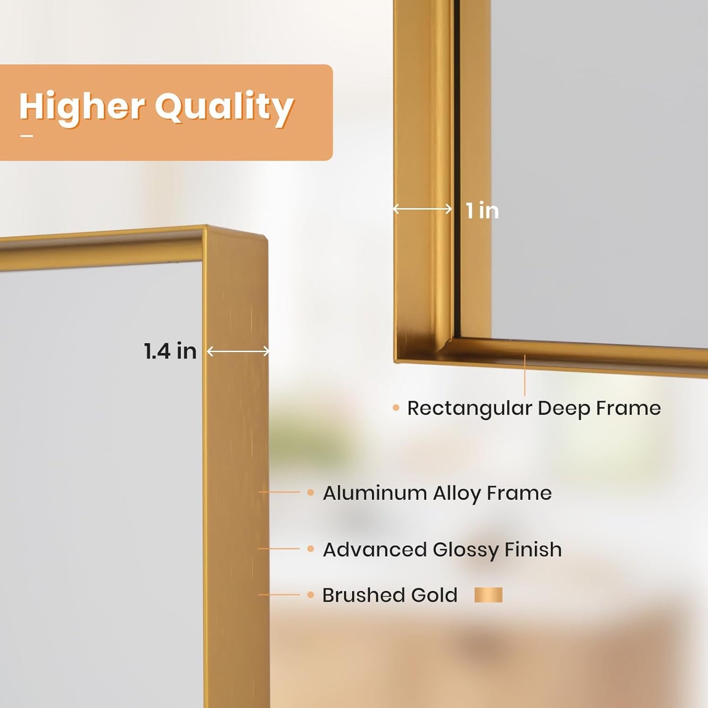 Melodieux Wall Vanity Bathroom Mirror for Over Sink, 30"x40" Rounded Rectangle Metal Deep Frame Wall Mounted Mirror Wall Decor for Living Room Hallway, Gold
