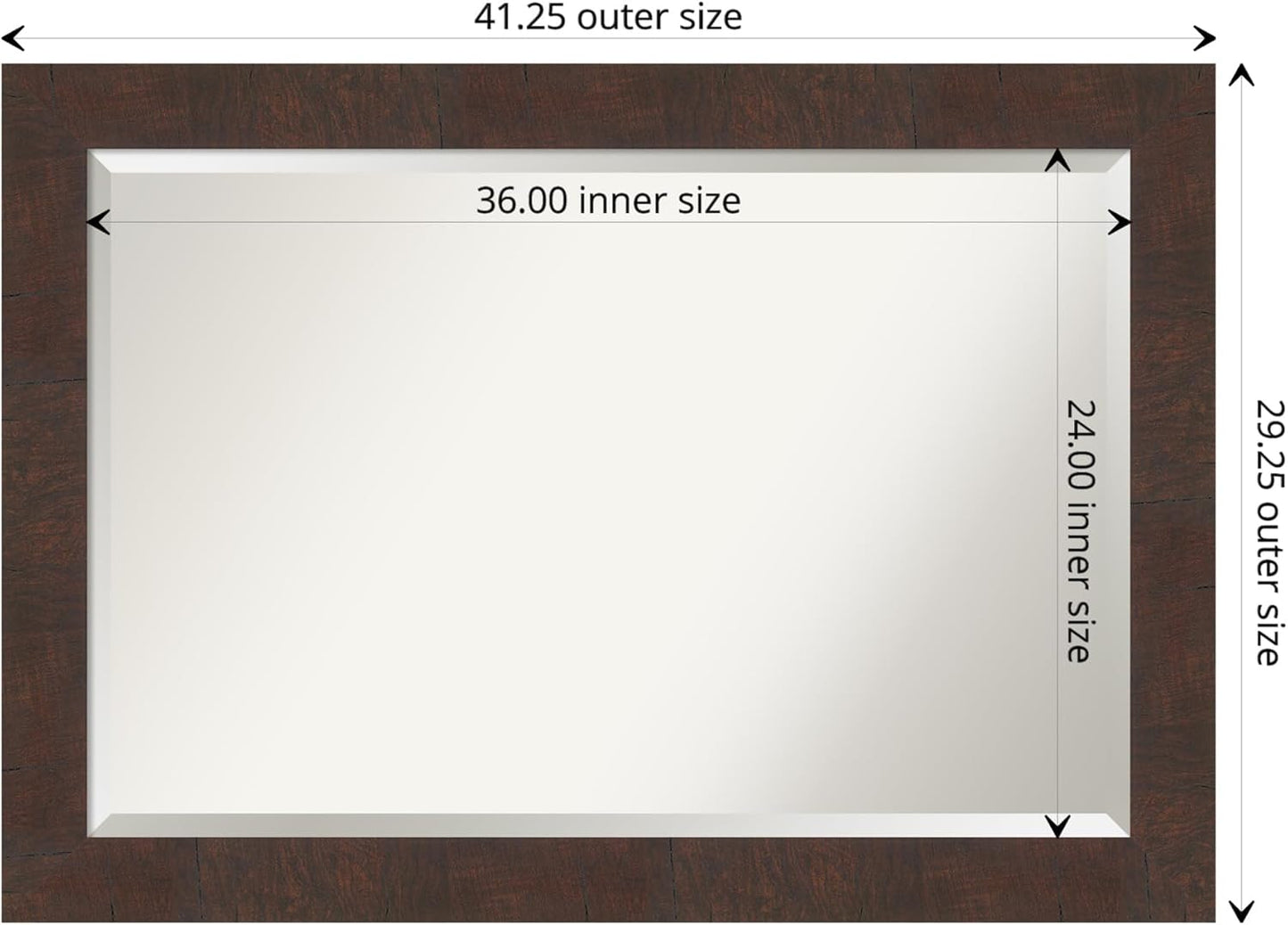 Amanti Art Brown Bathroom Mirror for Over Sink, 29x41 Wildwood Brown Rectangle Vanity Mirror, Large Rustic Farmhouse Frame, Hangs Horizonally and Vertically, Bathroom Wall Decor, Beveled Edge
