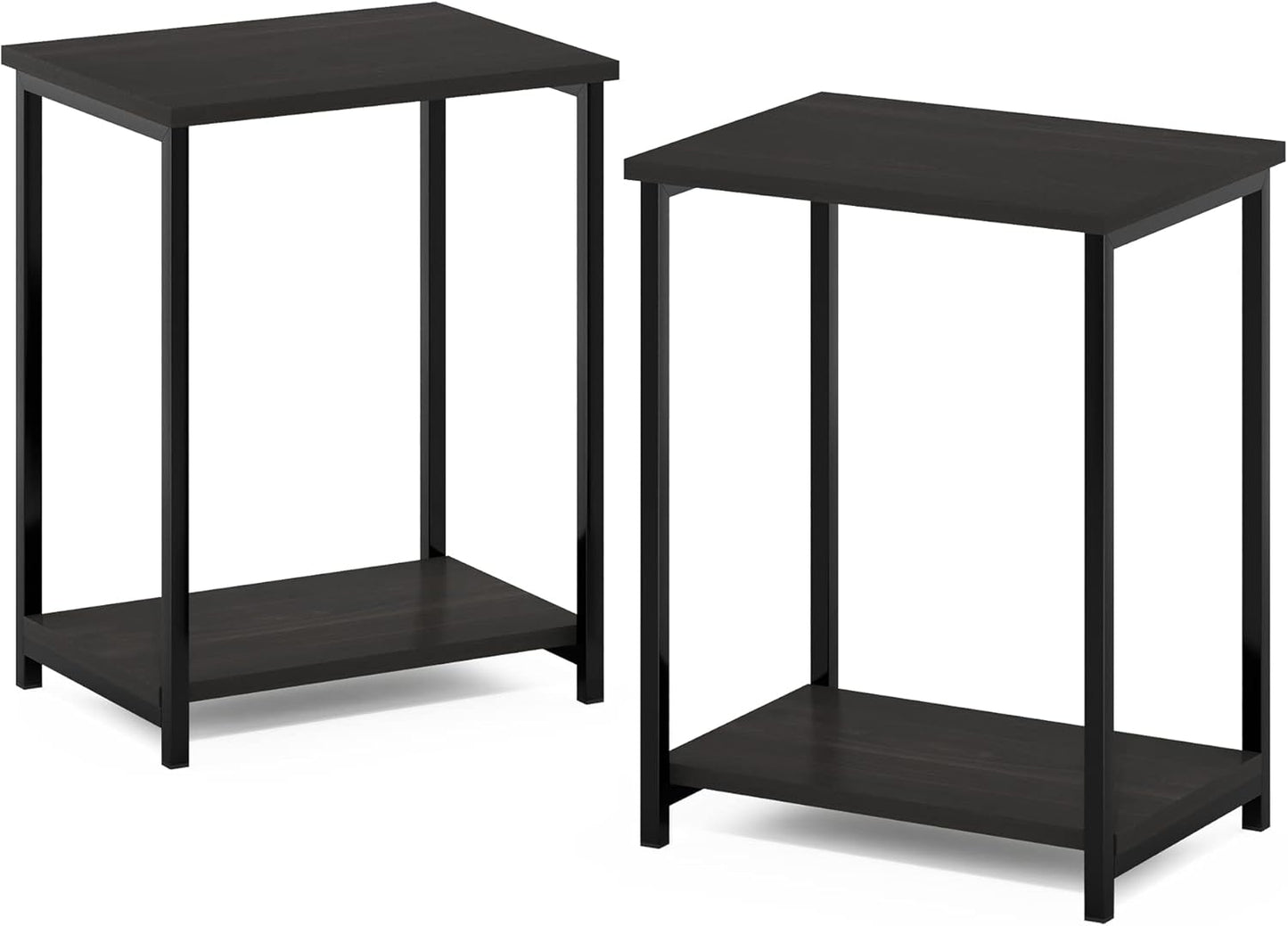 Furinno Simplistic Metal Frame End Table, 2-Pack, Espresso