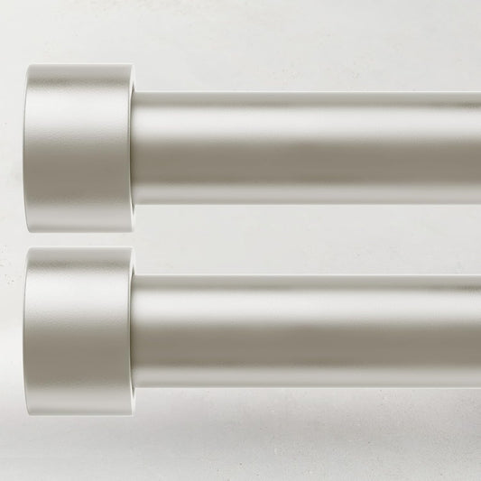 2 Pack Curtain Rods for Windows 72 to 144 Inch, 1 Inch Brushed Nickel Adjustable Heavy Duty Outdoor Curtain Rod for Patio Bedroom, Drapery Rods Set with End Cap, Size 32"- 150"