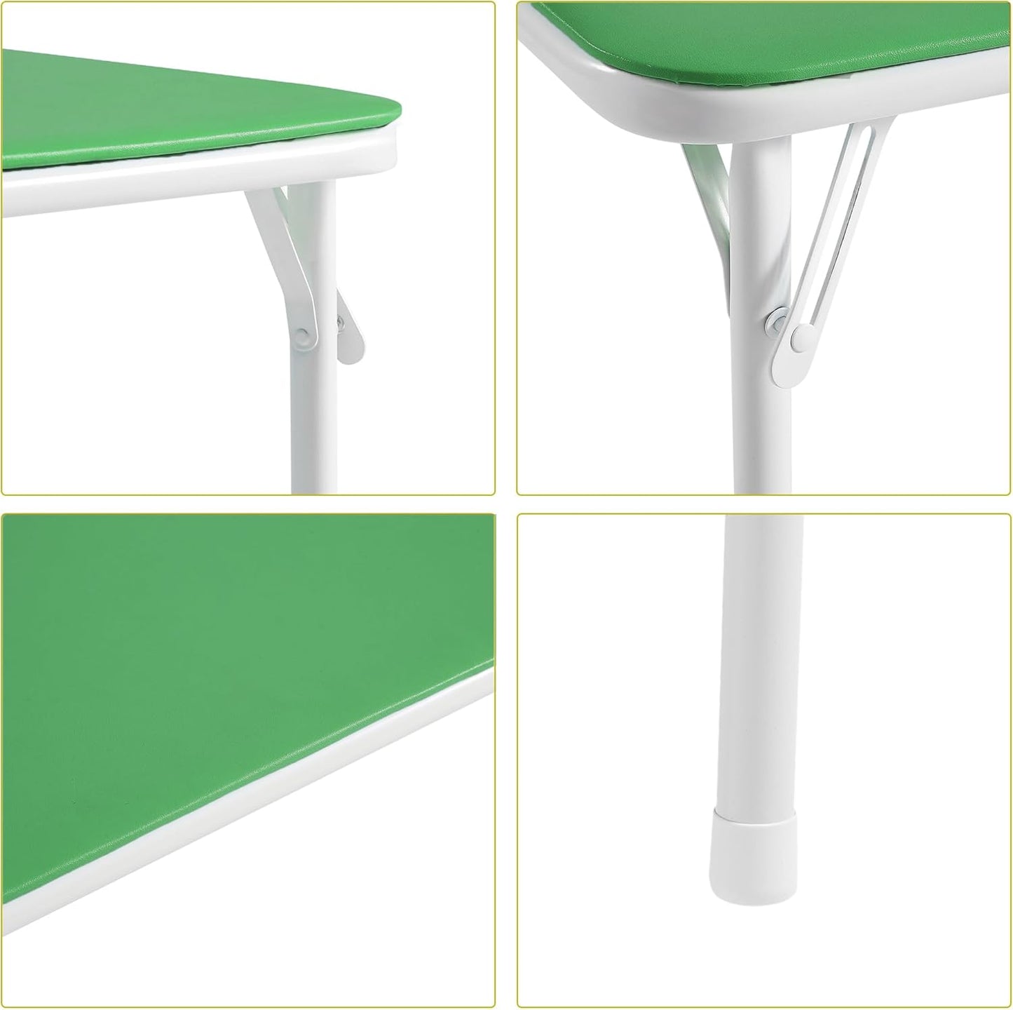 VECELO Kids Folding Activity Table and Chairs 5 Pcs Set, Portable, with Ultra Soft Padded Cushion, Green