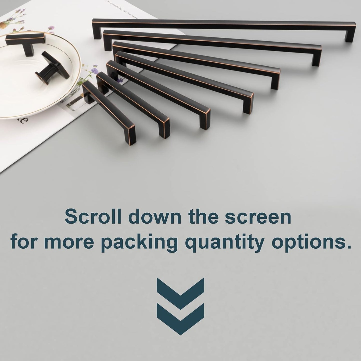 KOOFIZO Solid Square Bar Cabinet Handle - Oil Rubbed Bronze Furniture Pull, 10 Inch/256mm Screwhole Distance, Pack of 5 for Kitchen Cupboard Door, Bedroom Dresser Drawer, Bathroom Wardrobe Hardware