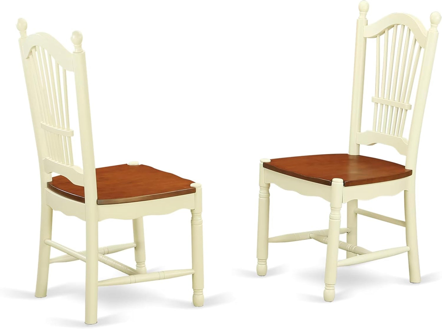 East West Furniture MZDO5-WHI-W 5 Piece Dining Room Furniture Set Includes a Rectangle Kitchen Table with Dropleaf and 4 Dining Chairs, 36x54 Inch, Buttermilk & Cherry