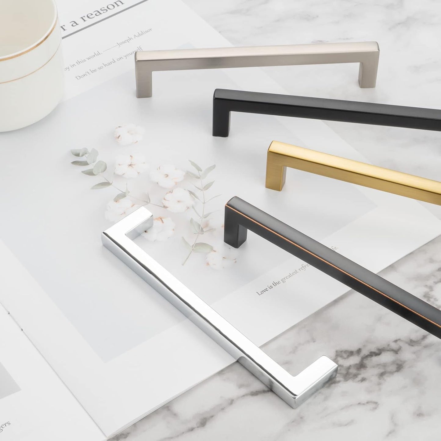 KOOFIZO 30-Pack Solid Square Bar Cabinet Handle - Brushed Gold Furniture Pull, 5 Inch/128mm Screwhole Distance for Kitchen Cupboard Door, Bedroom Dresser Drawer, Bathroom Wardrobe Hardware