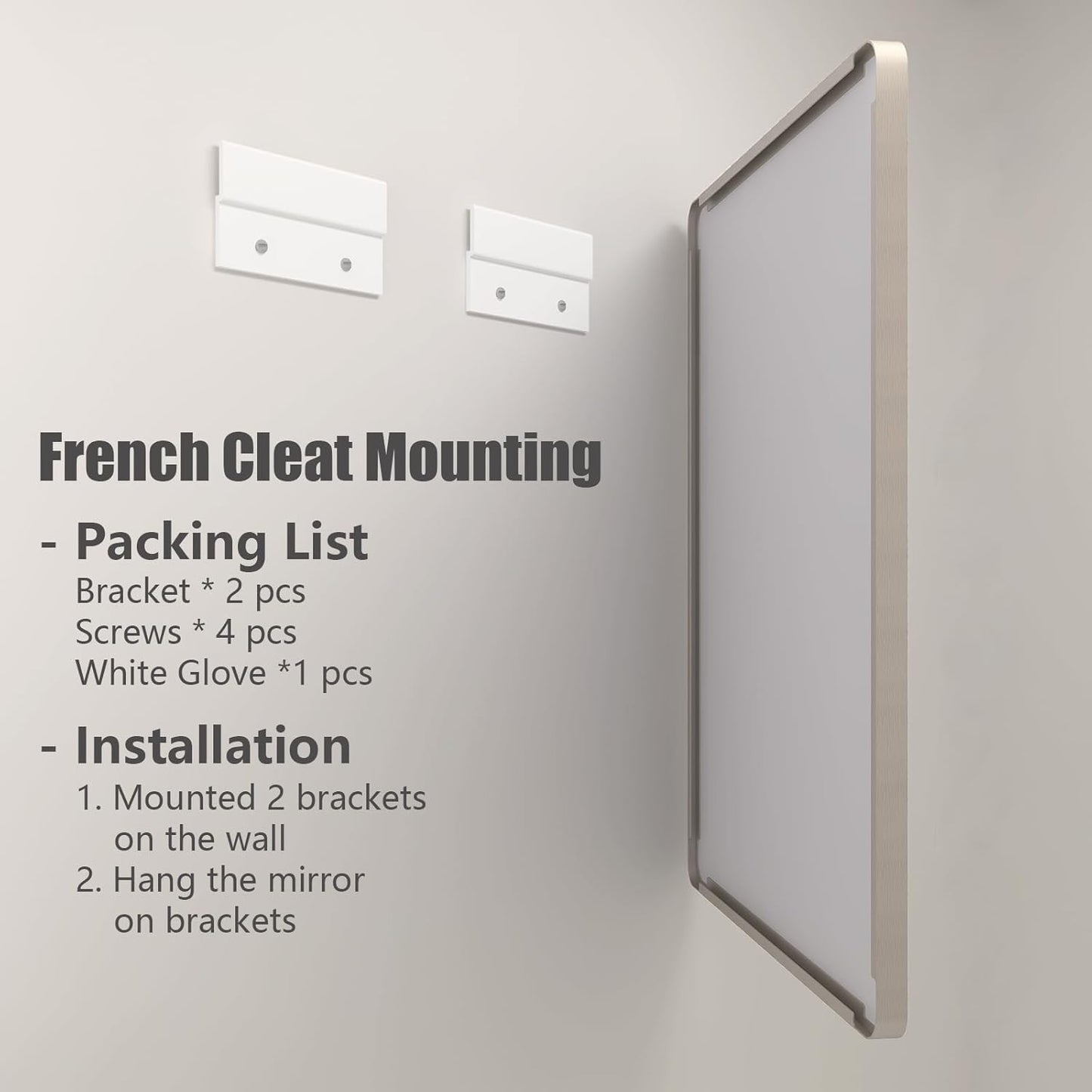 16x24 Inch Brushed Nickel Bathroom Mirror, Rounded Rectangle Silver Metal Frame Mirror, Silver Bathroom Vanity Mirror, Anti-Rust, Hangs Horizontally or Vertically
