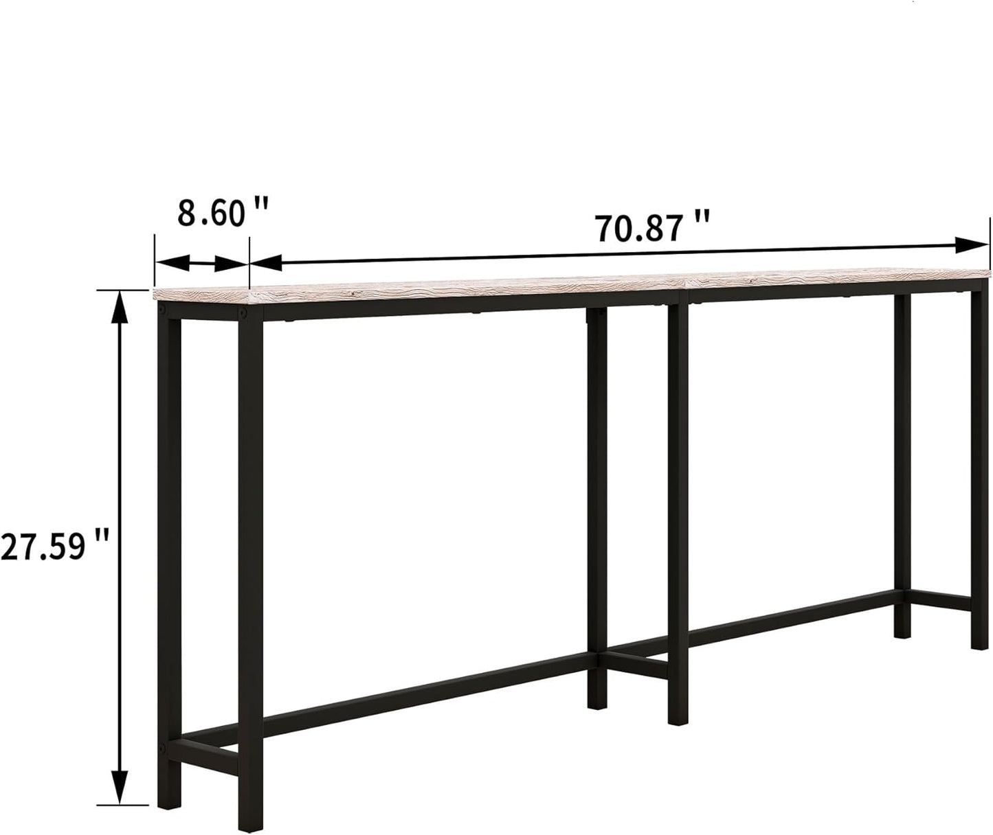 HOMERECOMMEND 70.8 Inch Console Table with USB Ports, Sofa Table with Charging Station, Narrow Entryway Table, Skinny Hallway Table,Maple